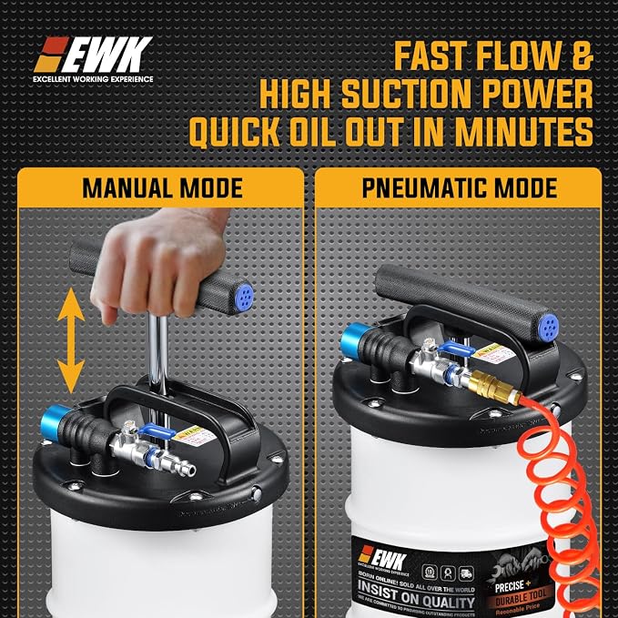 EWK 6.5L Pneumatic/Manual Oil Extractor, Oil Change Pump for Automotive Fluids Vacuum Evacuation, Fluid Extractor Pump Tool for DIY Mechanics