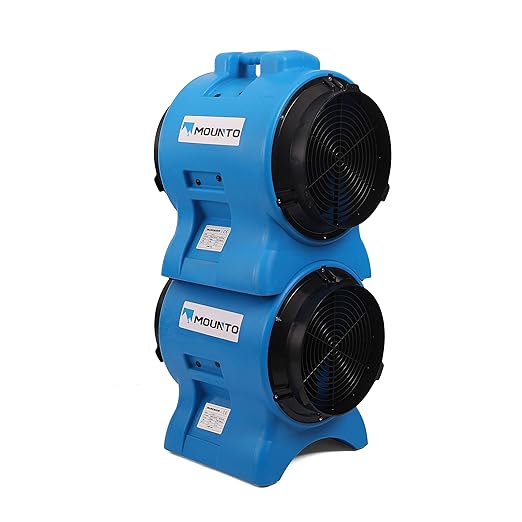 MOUNTO 1HP 3000CFM 12" Axial Blower Exhaust Fan Confined Space Blower (Blue)