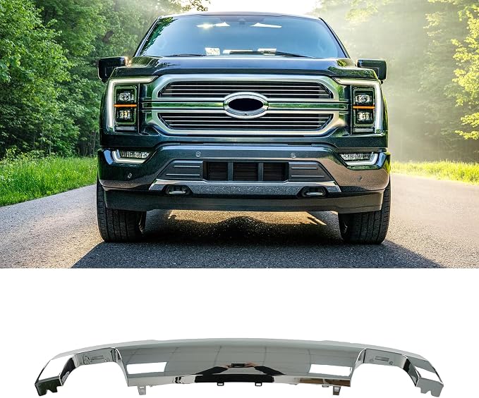 Front Bumper Skid Plate Lower Molding Trim Valance For Ford F150 2021 2022 2023 OE Replacemnet ML34-17F771-ACW (Chrome)