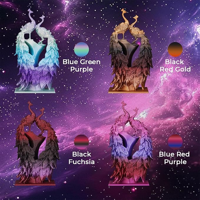 AMOLEN Silk PLA Filament Bundle, 3D Printer Filament Gradient 1.75mm Silk Shiny Filament Bundle 1.75mm PLA 200gX 4 Spools