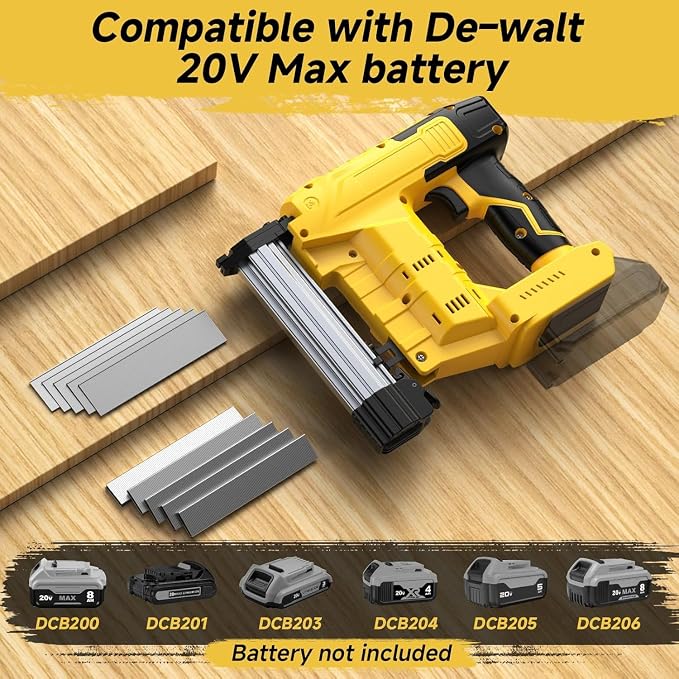Cordless 2-in-1 18GA Brad Nailer & Stapler, Compatible with Dewalt 20V Max Battery (No Battery), Electric Nail Gun/Staple Gun Battery Powered with 1000 Nails/Staples for Wood Carpentry(Tool Only)
