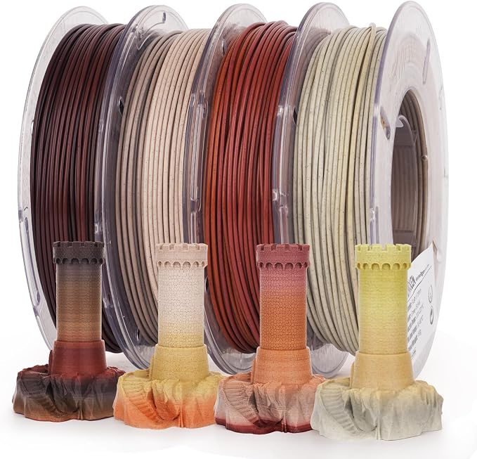 AMOLEN Marble PLA Filament 1.75mm Bundle, Rainbow Rock PLA 3D Printer Filament, 3D Printing Filament Dimensional Accuracy +/- 0.02 mm, 200gX 4 Spools Fit Most FDM Printer