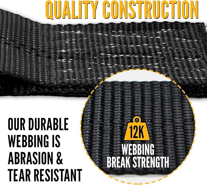 US Cargo Control J Hook Ratchet Straps 2 Inch x 18 Foot (12-Pack), 10,000 LBS Break Strength, Heavy Duty Ratchet Straps with Double J-Hooks, Black Tie Downs for Trucks, Trailers, Securing Cargo