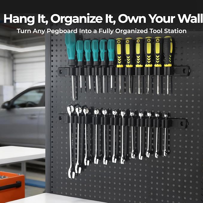 Reniteco 3-Piece Magnetic Screwdriver Organizer and Magnetic Wrench Organizer, Aluminum Rail Tool Holder, 36 Removable Clips, Fits Screwdrivers, Wrenches & Hand Tools, Dual Mount, Tools Not Included