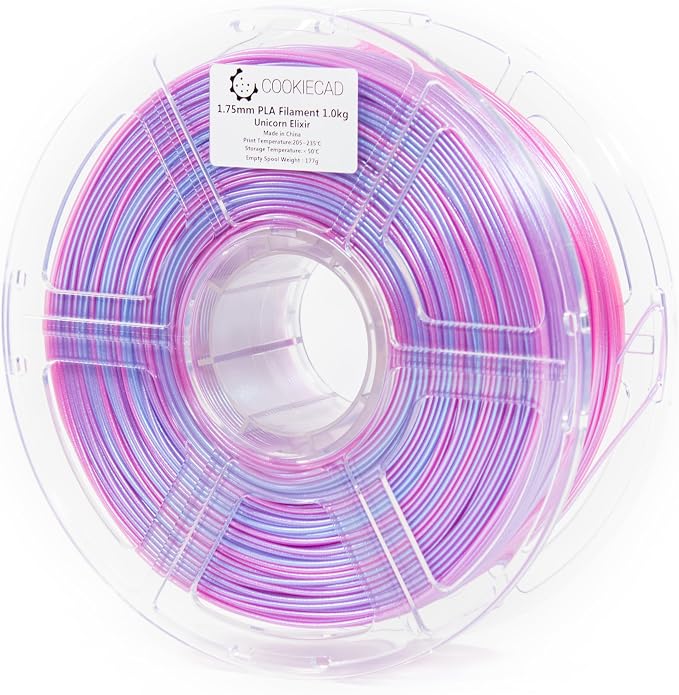 Cookiecad PLA Filament 1.75mm 1kg Iridescent Rainbow 3D Printer Filament - Unicorn Elixir PLA