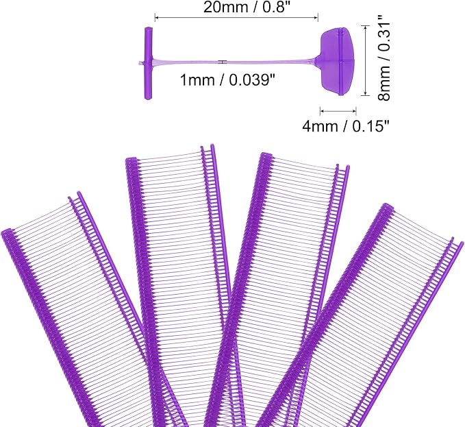 uxcell 5000pcs 0.8 Inch(20mm) Micro Tagging Gun Fasteners, Tag Pins Clothing Tagging Barbs Attachments Plastic Garment Price Tag Barb for Clothes, Purple