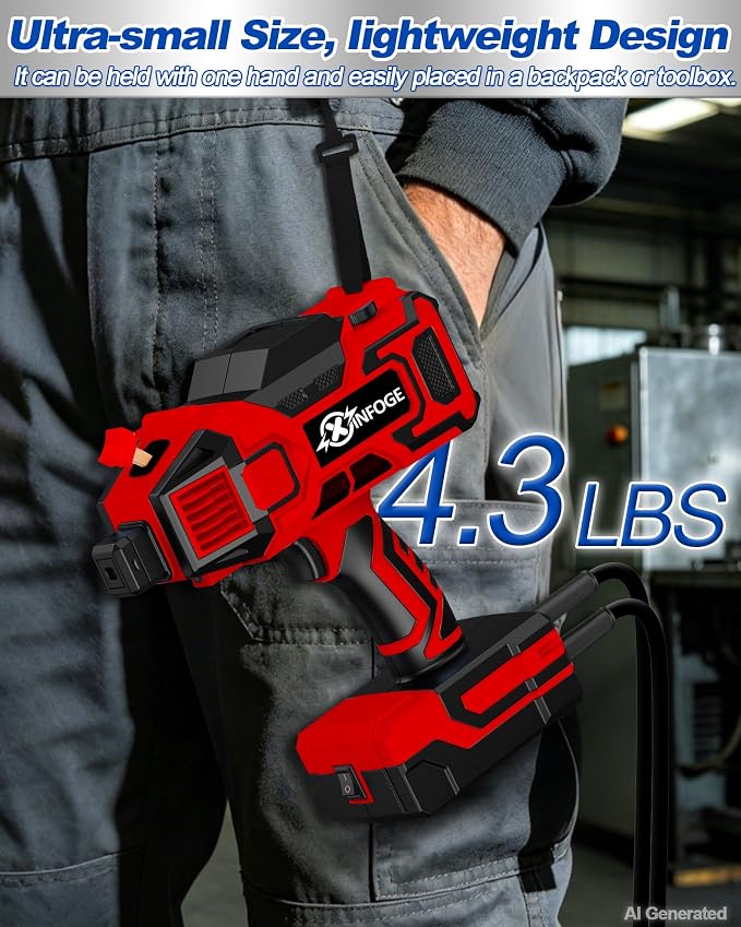 Portable Welding Machine with LCD, 110V Handheld Welder, IGBT Inverter, MMA/HS/ARC Portable Welder Gun, 5 Variable Current Adjustment for 3/32"-1/8" Rods, DIY, Professional Use, Repair (Red Black)