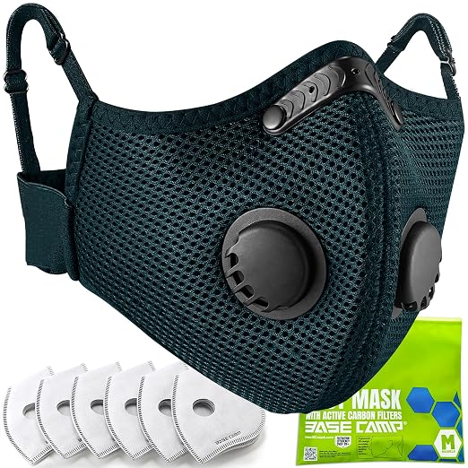 BASE CAMP Family Pack Dust Mask, Breathable Reusable Respirator Mask with 6 Activated Carbon Filters(Dark Tiber)