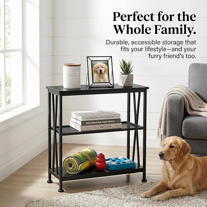 Narrow Side Table,3-Tier End Table With Storage Shelves,Small Hallway Table, Industrial Accent Table With Metal Frame Slim Nightstand Sofa Side Table for Small Spaces,Living Room, Bedroom,Black