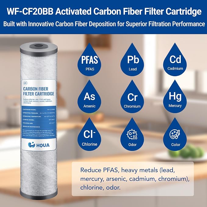 Whole House Activated Carbon Fiber Replacement Filter Cartridge, WF-CF20BB, Fit for WF3-03 and WF3-01 Pro Whole House System