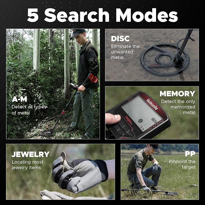Metal Detector for Adults, 5 Professional Mode with Higher Accuracy 10” Waterproof Coil for Gold Detecting