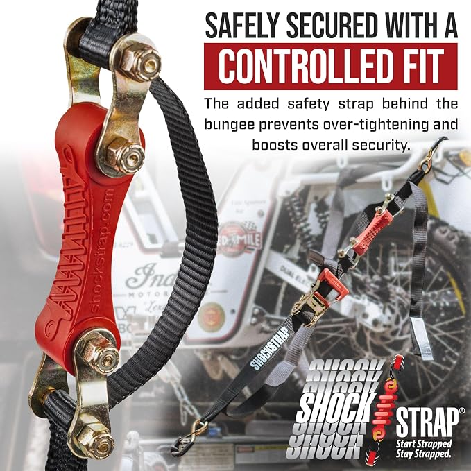 SHOCKSTRAP Ratchet Strap, 7’ x 1.5" Shock Absorbing Heavy Duty Tie downs for Cargo, 1,000 LB WLL / 3,000 LB Break Strength, 4-Pack