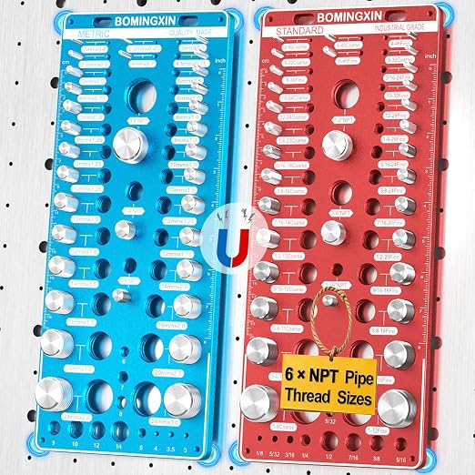 Upgrade 88 Thread Checker with 6 NPT Pipe Thread, 30 Standard & 30 Metric & 22 Drill Bit Gauge, Nut and Bolt Thread Checker with Magnetic Base, Wall-Mountable Bolt Size Finder Tool