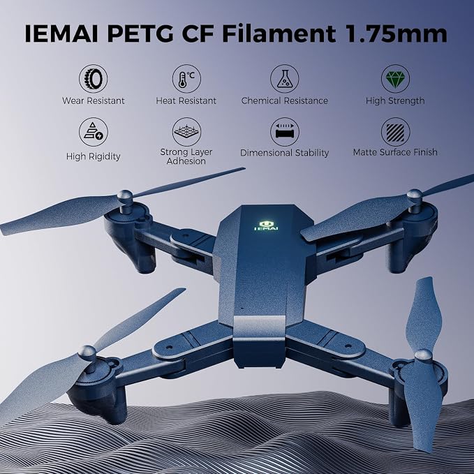 IEMAI Carbon Fiber PETG Filament 1.75mm Matte Blue 1KG, PETG-CF 3D Printer Filament with Dimensional Stability & Low Warpage, High Stiffness, Heat Resistant, Easy Print