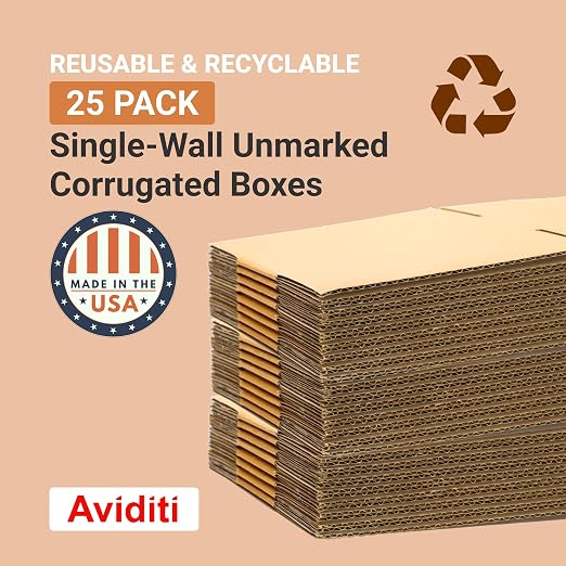 BOX USA Shipping Boxes Medium 18"L x 14"W x 10"H 25-Pack - Corrugated Cardboard Box for Moving, Mailing, Packing, Packaging and Storage