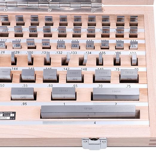 Accusize Steel Gage Block Set, Grade AS-2, 81 Pc, P900-S583 | ASME B89.1.9-2002, Hardened Steel, Corrosion-Resistant, with Certificate of Inspection