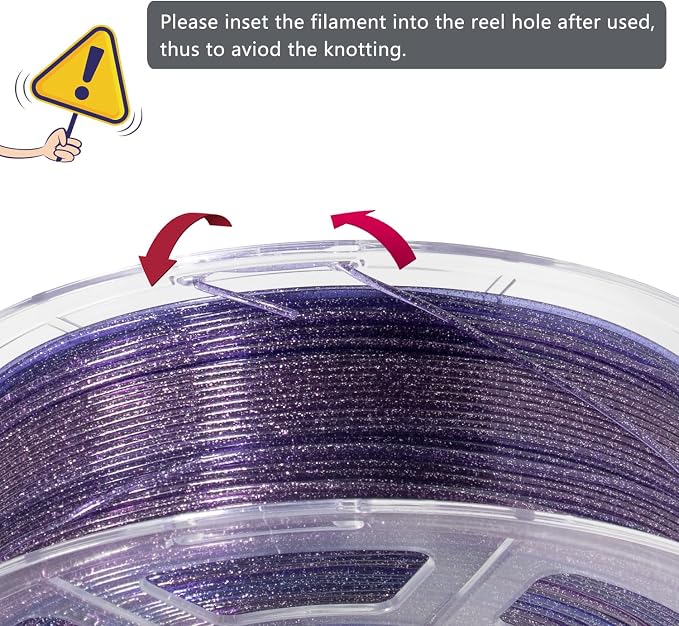 iSANMATE 3D Printer Filament Clear PLA, Multicolor Transparent Transition Glitter Filament, Gradient Purple Blue Multicolor PLA Filament, 3D Printing Filament 1KG/2.2lb, Blue Violet Galactic