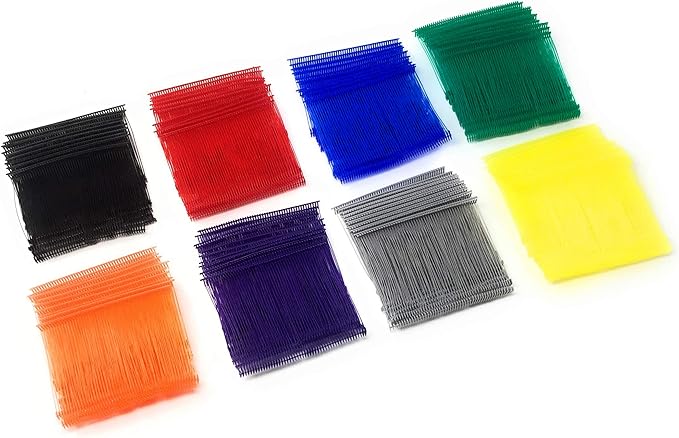 Standard Tagging Gun Barbs Fasteners 3 Inch 500 Each of Black Red Blue Green Orange Purple Grey Yellow 4000 Total Barbs