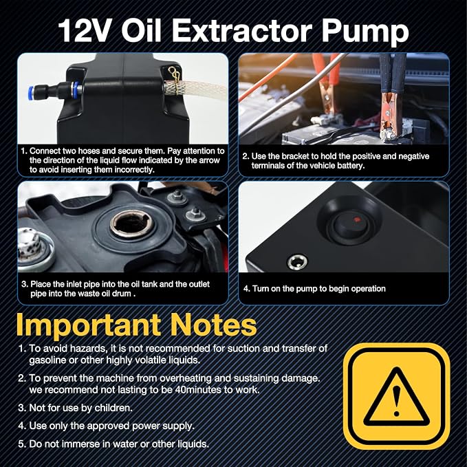 Oil Transfer Pump 12V Oil Extractor Pump for Engine Oil Change, Self-Priming Fluid Transfer Pump for Motor Oil, Gear Oil, Transmission Fluid for Boats, Automobiles, Motorcycles, ATVs, RVs, Trucks