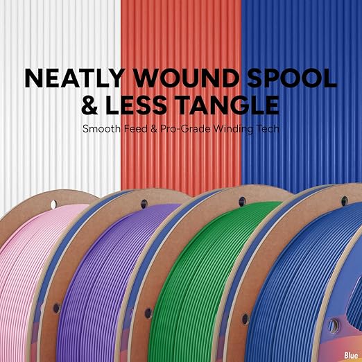 OVERTURE 4KG Bundle High Speed PLA Filament 1.75mm, Neatly Wound 3D Printer Filament 4 Pack 1kg Spool (2.2lbs) Rapid PLA, Fit Most FDM 3D Printers (Pink+Purple+Blue+Green)