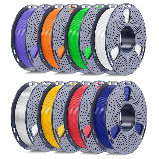 SUNLU 3D Printer Filament Bundle, PETG Filament 1.75mm, Neatly Wound, Individually Vacuum Packed, 250g Spool, 8 Rolls, White+Transparent+Red+Blue+Yellow+Green+Orange+Purple