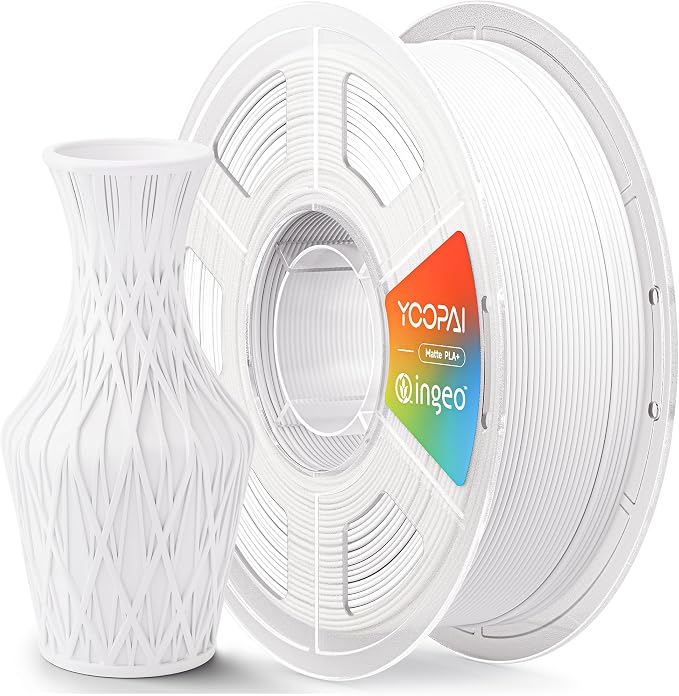 PLA+ Matte Filament 1.75mm, Soft Matte Finish, Reduced Layer Lines, 1KG (2.2lbs) 3D Printer PLA Filament, Dimensional Accuracy +/- 0.02 mm, Ivory White