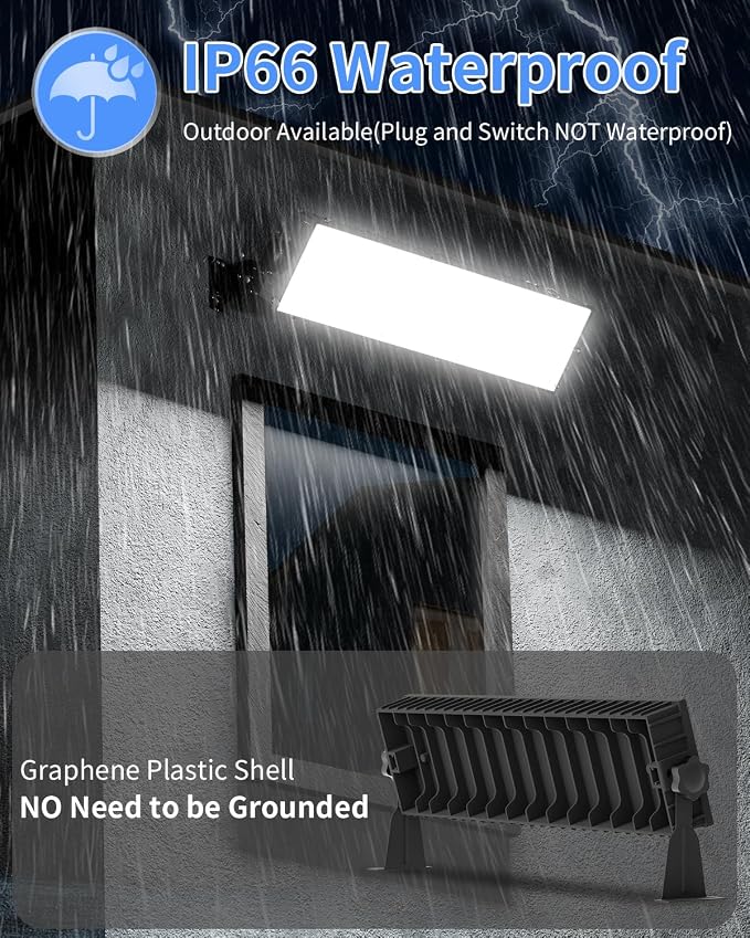 4 Pack LED Shop Light, 100W 11000LM Ultra Brighter, Plug in Garage Light with On/Off Switch + 6FT Cord, 6000K IP66 Waterproof Bay Lighting for Garage Workshop Workbench Warehouse Factory Yard Outdoor