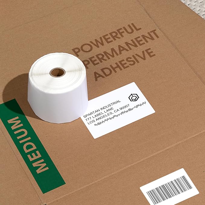 Spartan Industrial - 4" X 6" Direct Thermal Labels (2500 Count, 10 Rolls) - Printable Postage 4X6 Shipping Labels for Packages and Returns - Compatible with Zebra and Rollo Printers