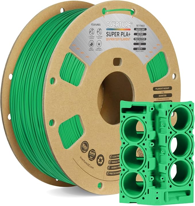 OVERTURE Super PLA+ Filament 1.75mm, Toughness Enhanced PLA Plus, Professional Toughness 3D Printer Filament 1kg (2.2lbs), High Precision +/- 0.02mm (Light Brown)