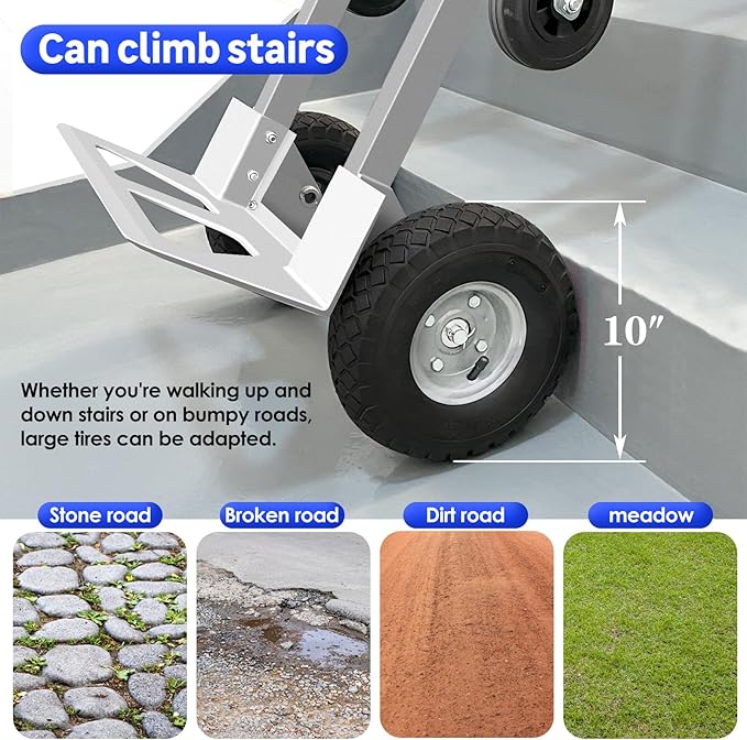 Suzhi Convertible Hand Truck Dolly Cart with Wheels Heavy Duty/with 4 Wheels&Brakes /1000Lbs Load, 2 Straps for Furniture/Appliance/Carton/Warehouse/Office /10 Minutes to Install as Video
