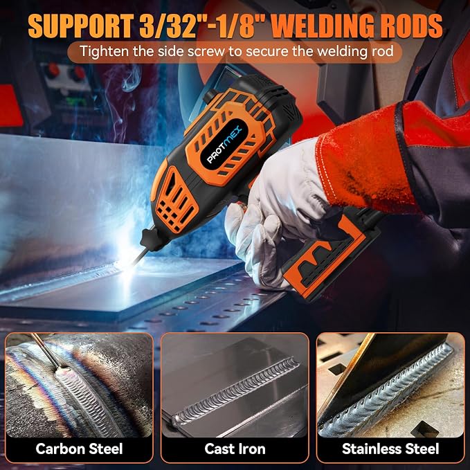Handheld Welder – 110V Portable ARC Welder, IGBT Inverter with 5 Current Settings, Fits 3/32"–1/8" Rods, Perfect for Home DIY & Repair, 20PCS Rods Included