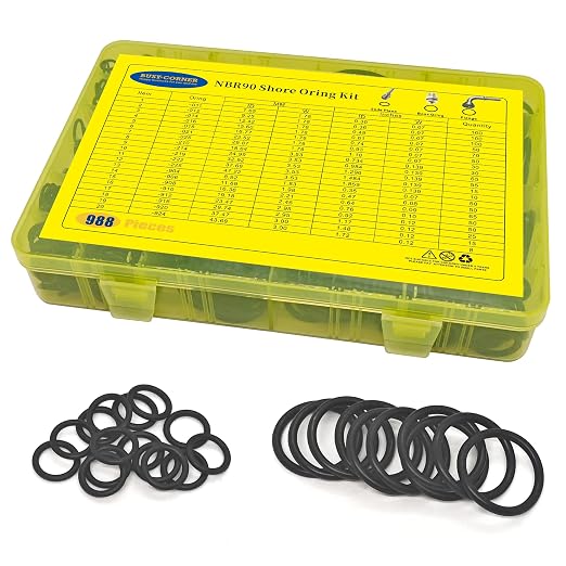 988 PCS NBR90 O-Ring Kit – 20 Sizes Assorted Black Nitrile Rubber O-Rings, High Pressure & Heat Resistant, for Automotive, Hydraulic, AC Repair, Plumbing, Industrial Sealing