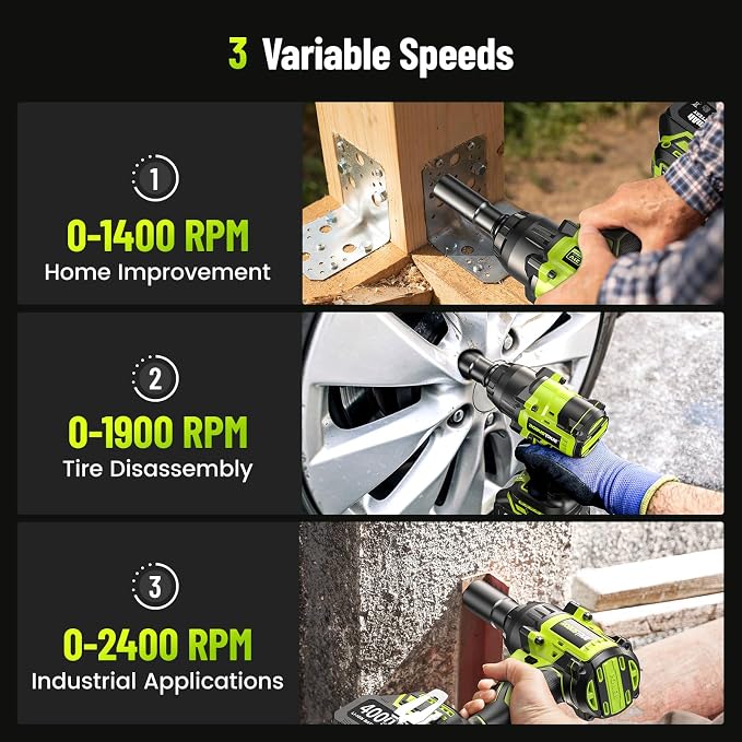 Robustrue 1400N.m (1032ft-lbs) Cordless Impact Wrench, 1/2" Brushless High Torque Impact Gun, 11Pcs Tire Repair Kit, 2x4000 mAh Batteries, Fast Charger, Impact Driver for Car Home/Truck RV/Mower