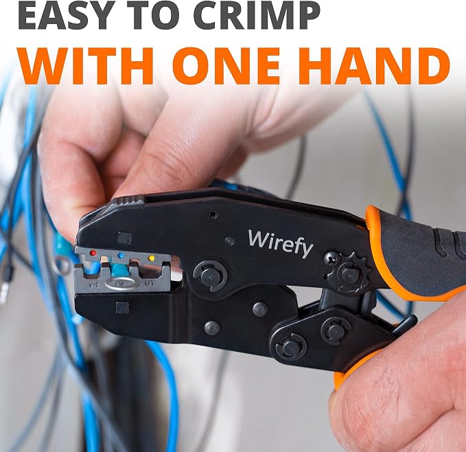 Wirefy Crimping Tool Set 5 PCS - Ratcheting Wire Crimper - for Heat Shrink, Nylon, Non-Insulated Connectors, Ferrule Terminals