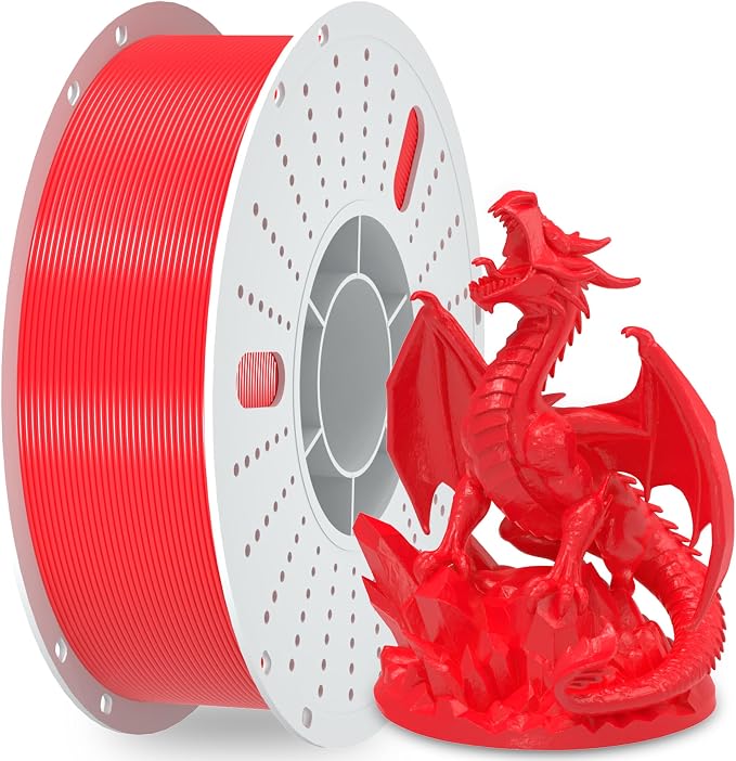 PINBALL PETG 3D Printer Filament Red, Neatly Wound PETG Filament 1.75mm, Accuracy +/- 0.02 mm, 1kg Spool (2.2lbs), Red
