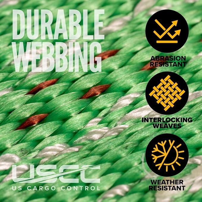 US Cargo Control Wire Hook Ratchet Straps 2 Inch x 30 Foot (4-Pack), 10,000 LBS Break Strength, Ratchet Straps Heavy Duty with Double J Hooks, Green Cargo Tie Downs for Flatbed Trailers and Trucks