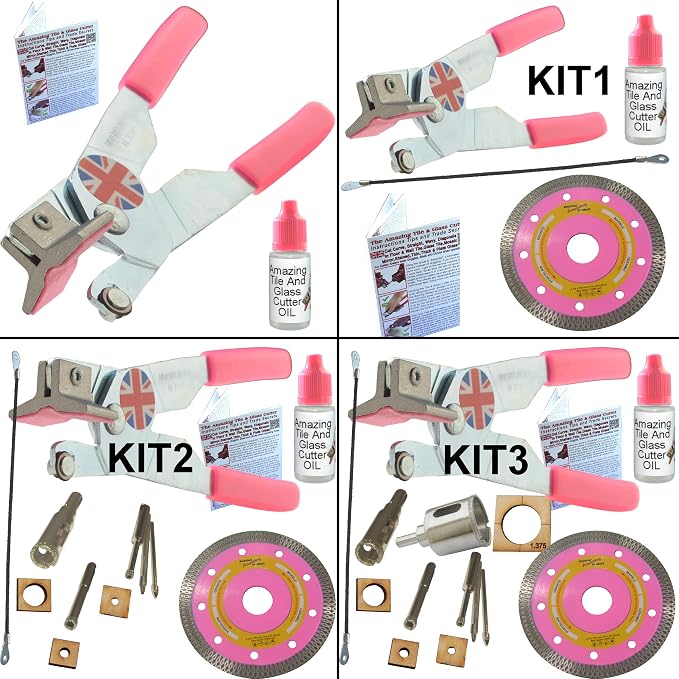 Glass and Tile Cutter Kit 3 Tiling Tool Diamond Blade for Corners and Outlets in Porcelain Round Hacksaw Tile Blade For Notches in Tile Drill Bits For Shower Doors Hole Saw for Shower Pipe and Faucet
