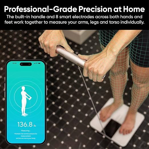 Wyze Smart Scale BodyScan with Handle, 8-Electrode Body Composition Scale for Body Weight, BMI, Body Fat, Muscle Mass, Segmental Analysis, 400 lbs, Black