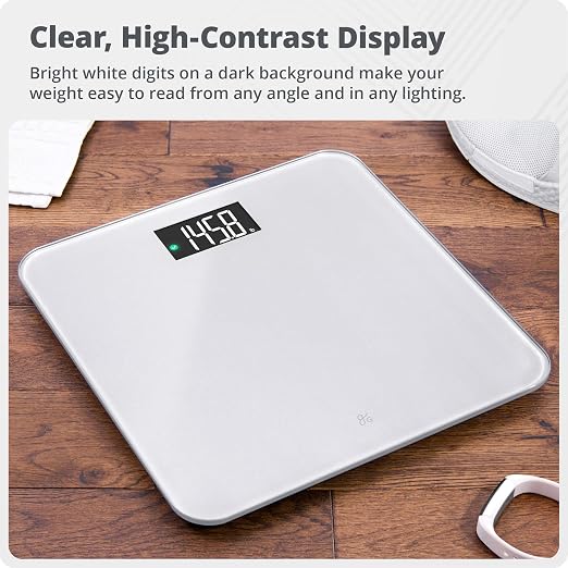 Greater Goods AccuCheck Digital Scale for Body Weight - Accurate Digital Bathroom Scale with High-Precision Sensors, Large Easy-to-Read Backlit Display, 400 lb Capacity, Auto Step-On (Gray)