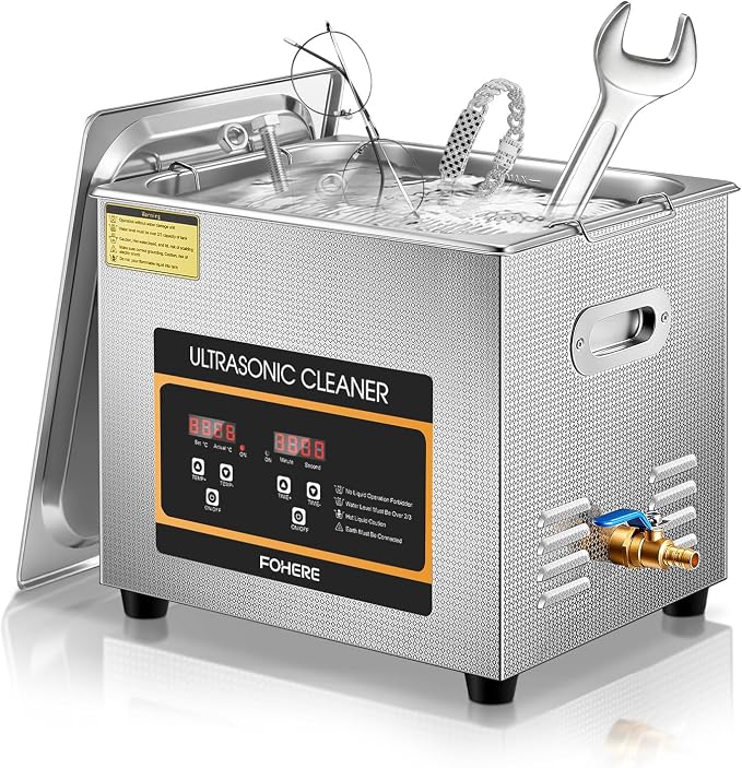 Ultrasonic Cleaner with Heater and Timer, Stainless Steel Ultrasonic Washing Machine, Professional Sonic Cleaning for Parts, Bike Chain, Metal Engine Parts, Gun (10l-2.6gal)