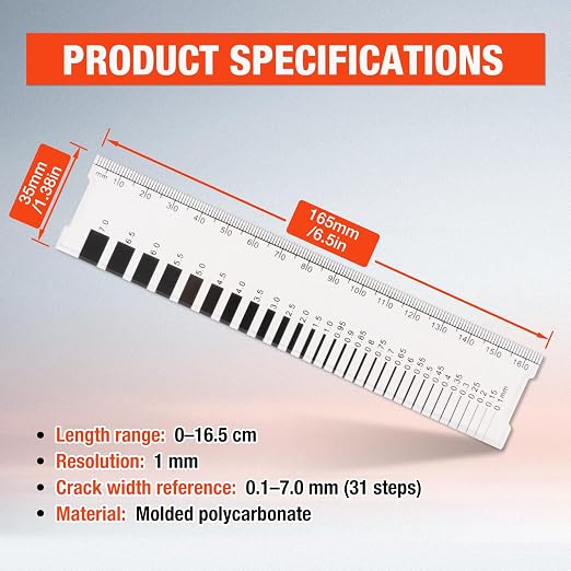 MOETER Crack Width Gauge, Concrete Crack Monitoring Gauge 0-16.5cm Crack Measuring Ruler with 1mm Precision for Measures Cracks (3 Piece)
