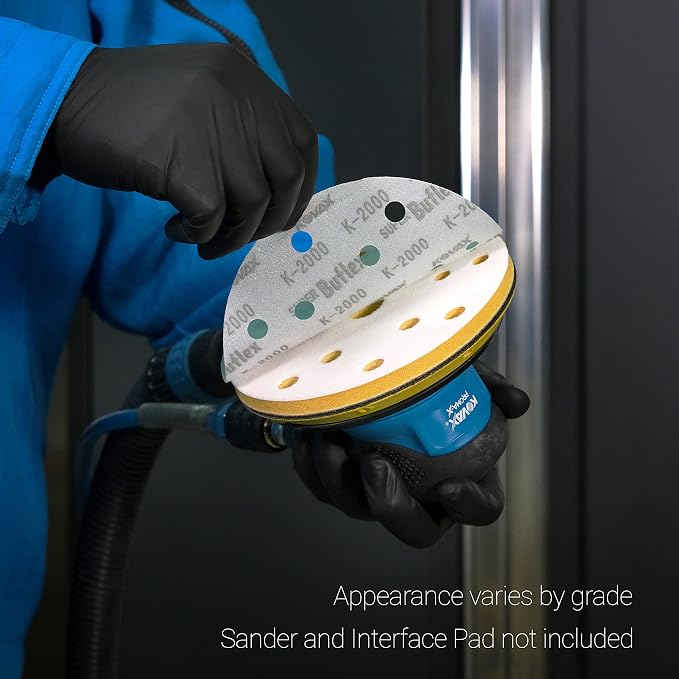 Eagle Abrasives Super Buflex Flexible Dry 6 inch Sanding Discs, Blue K-2500, 15 Holes, Hook & Loop, 193-1562, 25 Discs