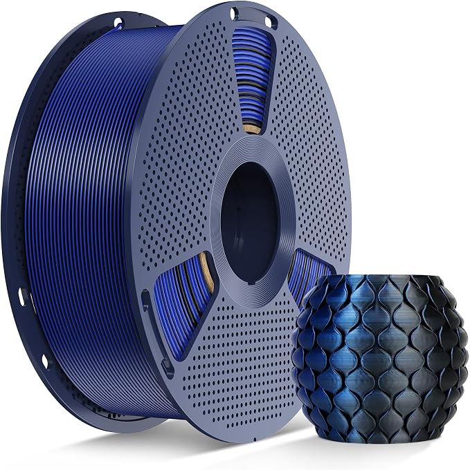 SUNLU Silk Dual Color PLA Filament, Silk PLA 3D Printer Filament 1.75mm, Neatly Wound Shiny Silk 3D Printer Filament, Dimensional Accuracy +/-0.02mm, 1KG Spool (2.2lbs), Silk Dual Color (Black Blue)