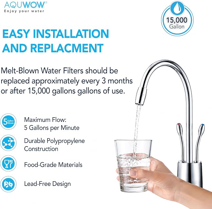 PP10BB 5 Micron 4.5" x 10" Filter Set – Sediment Replacement Cartridges for Whole House Water Filtration Systems, Universal Standard PP Filters (4, 10 x 4.5)