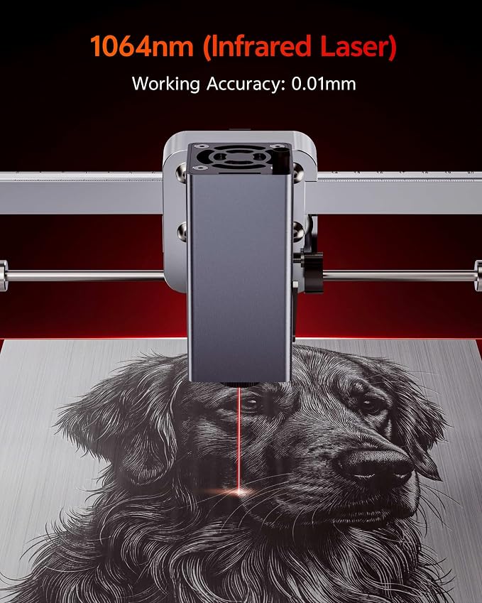 K15 Pro Infrared Laser Engraver for Metal, Hard Plastic & Rubber, 1W IR Laser Engraving Machine, 200x300mm Portable CNC Lazer Engraver for Metal Dog Tags and Jewelry, 1000mW Class 1