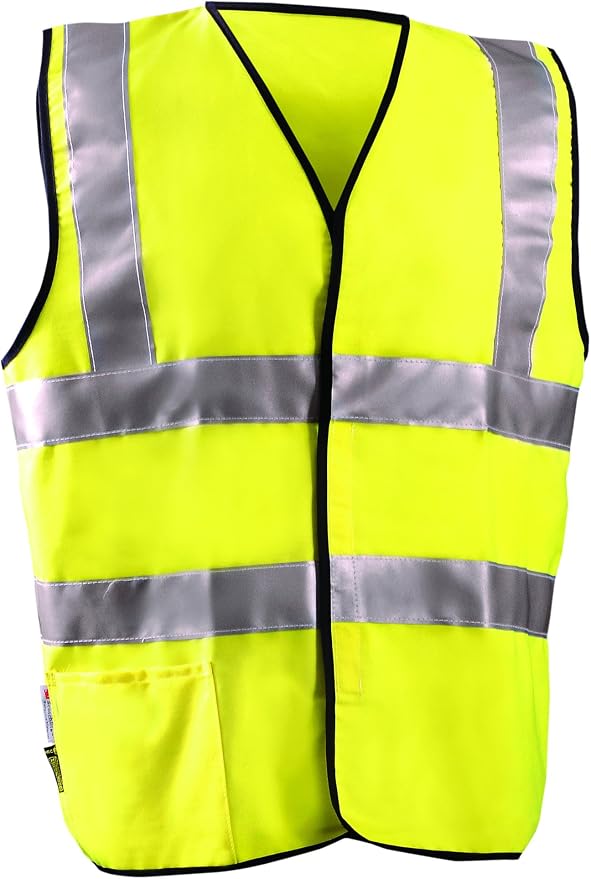 Occunomix LUX-SSCFGFR-Y4X Classic Flame Resistant Cotton Dual Stripe Solid Vest, HRC 1, 4X-Large, Yellow