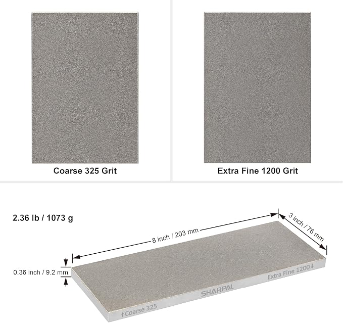 SHARPAL 162N Double-sided Diamond Sharpening Stone Whetstone Knife Sharpener | Coarse 325 / Extra Fine 1200 Grit | Storage Case with NonSlip Base & Angle Guide (8 in. x 3 in.) Gifts for Men