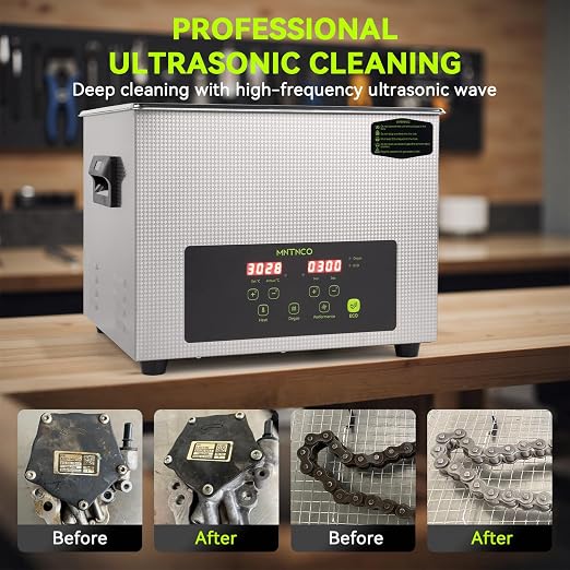 Commercial Ultrasonic Cleaner, ECO Mode, Heating, Degas Mode, ECO Energy-Saving Ultrasonic Cleaning Machine Excellent for Labs,Carburetor,Jewelry,Dentures,Automotive & Industrial Parts. (15L)