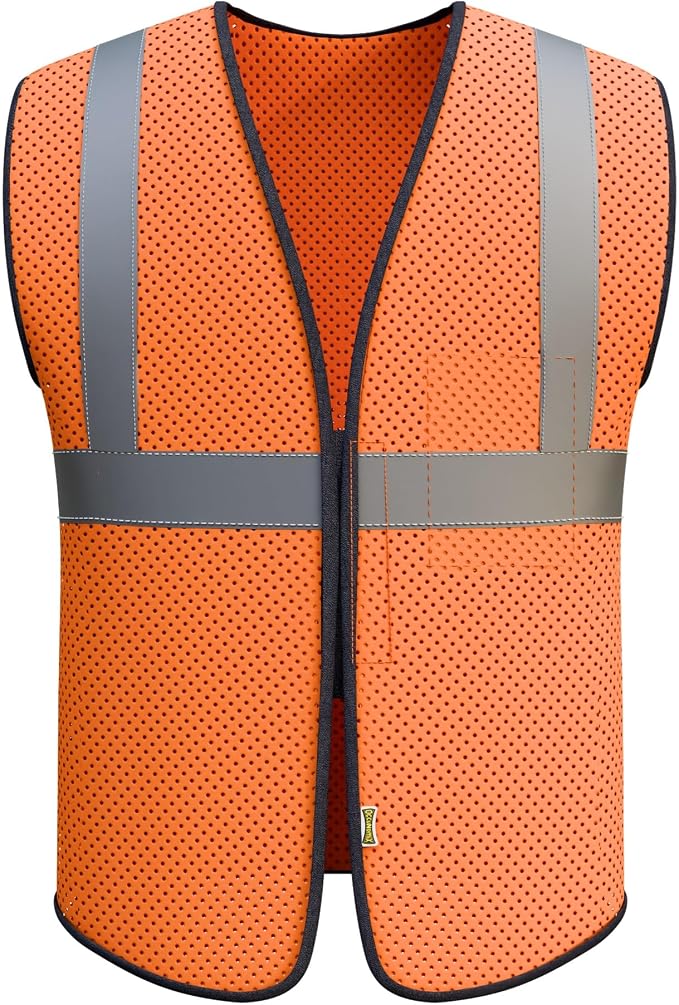 OccuNomix ANSI/ISEA 107-2020 Class 2 Type R Mesh Surveyor Vest - Reflective Safety Vest with Pockets, Dual Sizes (S/M-4X/5X)