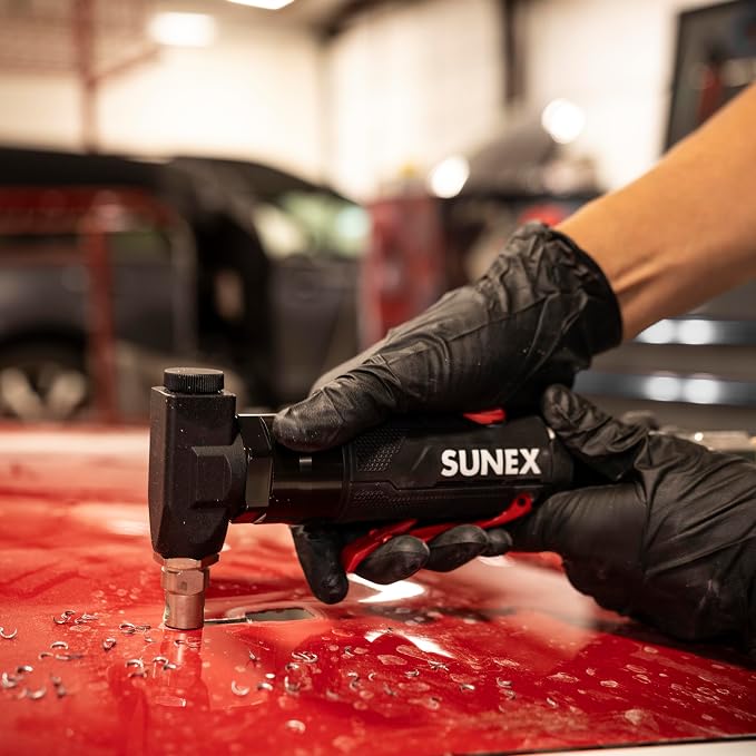 SUNEX Tools SX6212 0.5HP Air Nibbler, Lightweight Composite Body, Precise Cutting with Adjustable Power Regulator, 3/16" Cut Radius, Rear Exhaust, 2,500 SPM, Safety Lock-Off Trigger
